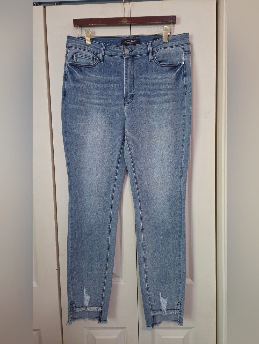 Judy Blue High-Waisted Distressed Hem Jeans Size 13
